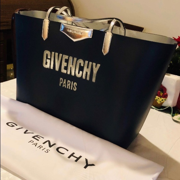 Givenchy Handbags - Givenchy Antigona Large Bubble Logo Blue Silver